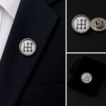 Car Gearstick White Lapel Pin Badge