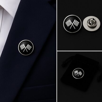 Chequered Flag Lapel Pin Badge