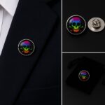 Colourful Skull Lapel Pin Badge