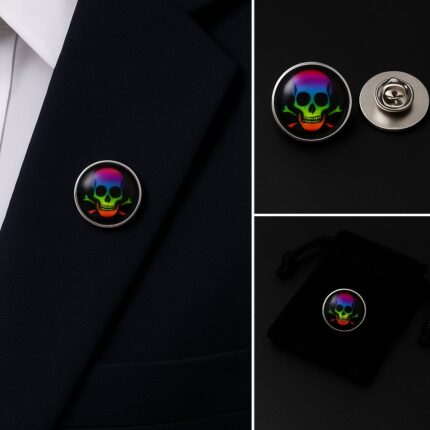 Colourful Skull Lapel Pin Badge