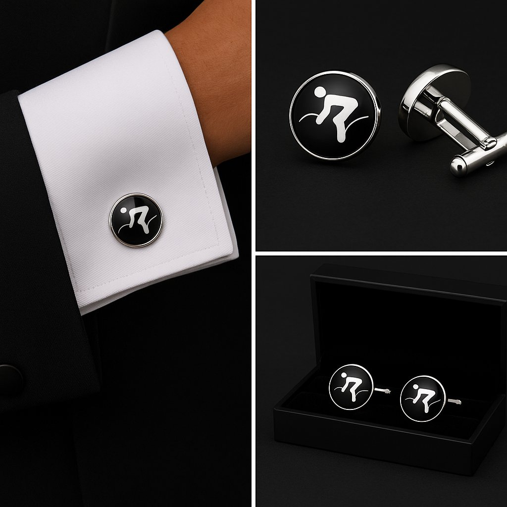 Cycling Black & White Cufflinks Cycling Black & White Cufflinks