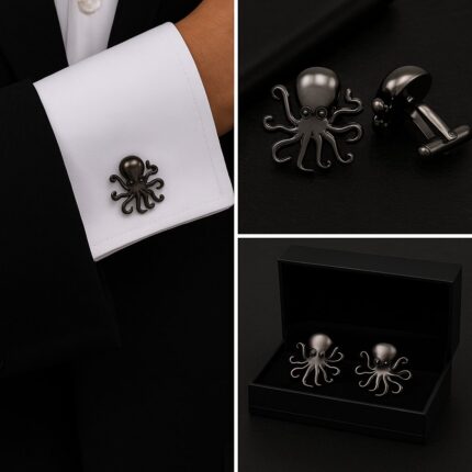 Dark Grey Octopus Cufflinks