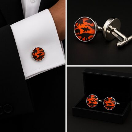 Dinosaur Orange Cufflinks
