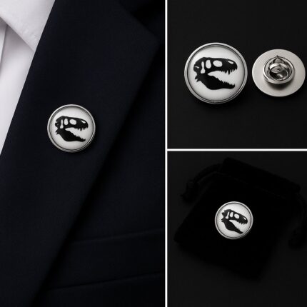 Dinosaur Skull Lapel Pin Badge