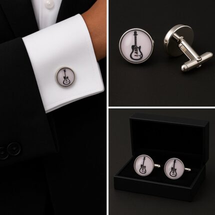 Electric Guitar Black Cufflinks