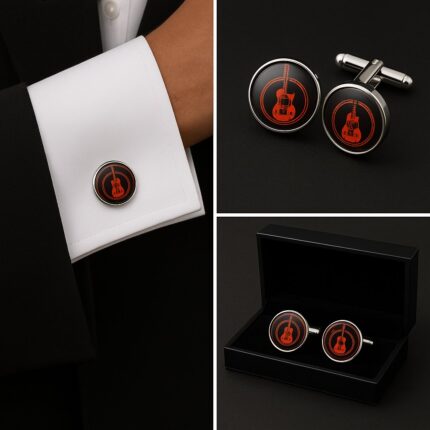 Electric Guitar Red Cufflinks