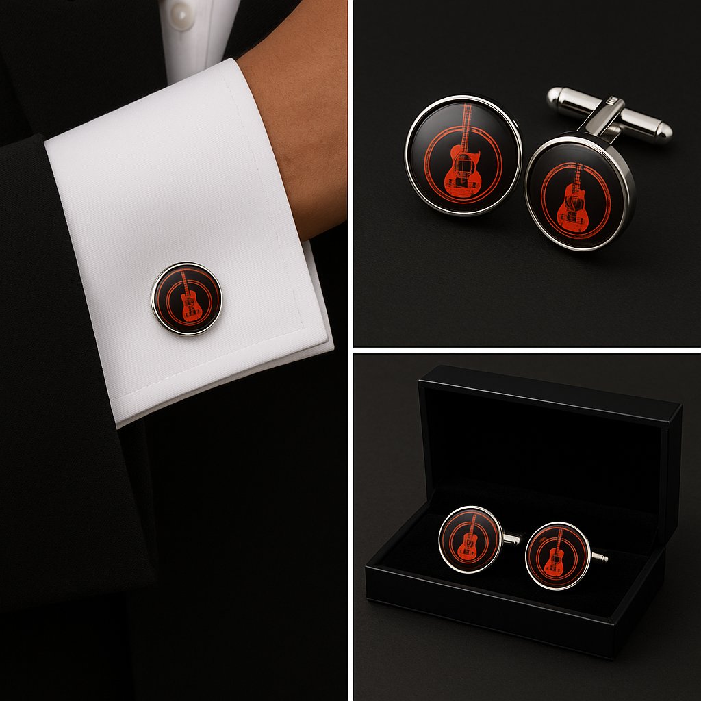 Electric Guitar Red Cufflinks Electric Guitar Red Cufflinks