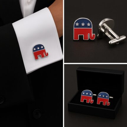 Elephant Political Silver Cufflinks
