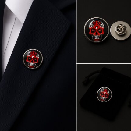 English Skull Lapel Pin Badge