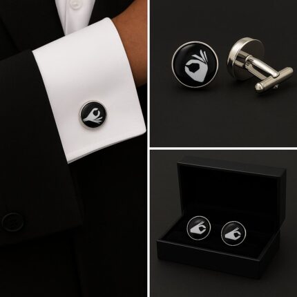 Finger Circle Black And White Cufflinks