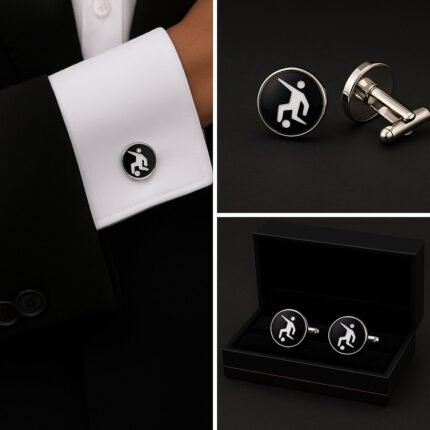 Football Black & White Cufflinks