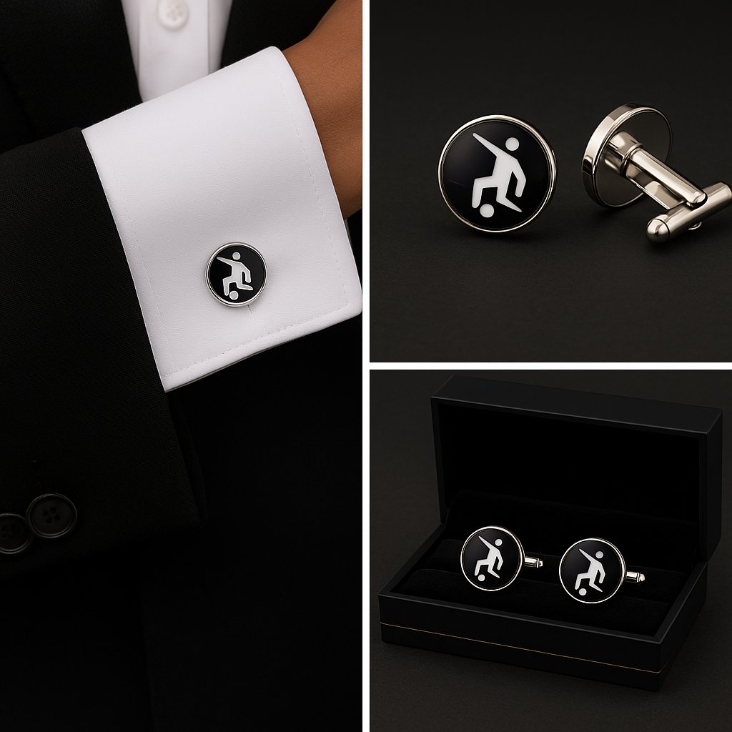 Football Black & White Cufflinks Football Black & White Cufflinks