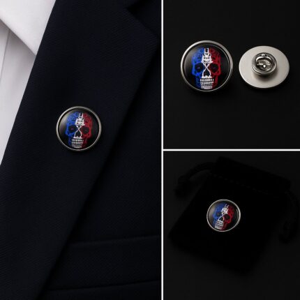 French Skull Lapel Pin Badge