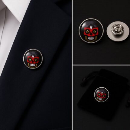 German Skull Lapel Pin Badge