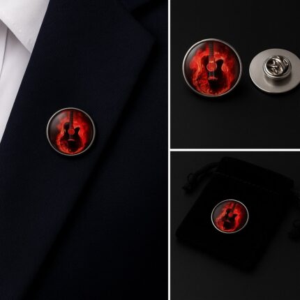 Guitar Fire Lapel Pin Badge