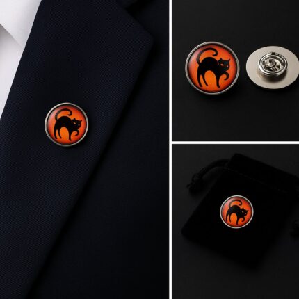 Halloween Cat Lapel Pin Badge