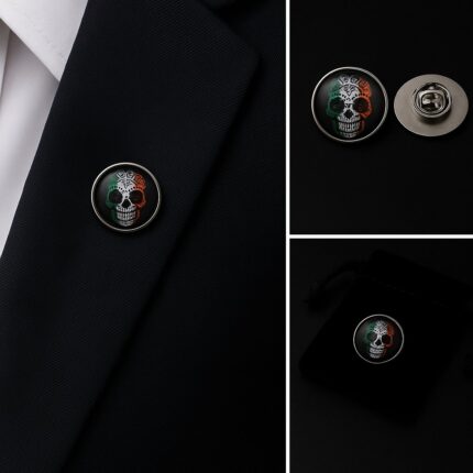 Irish Skull Lapel Pin Badge