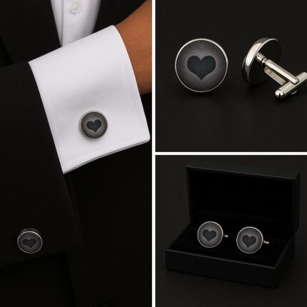 Love Black Pattern Cufflinks