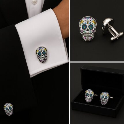 Metal Sugar Skull Cufflinks