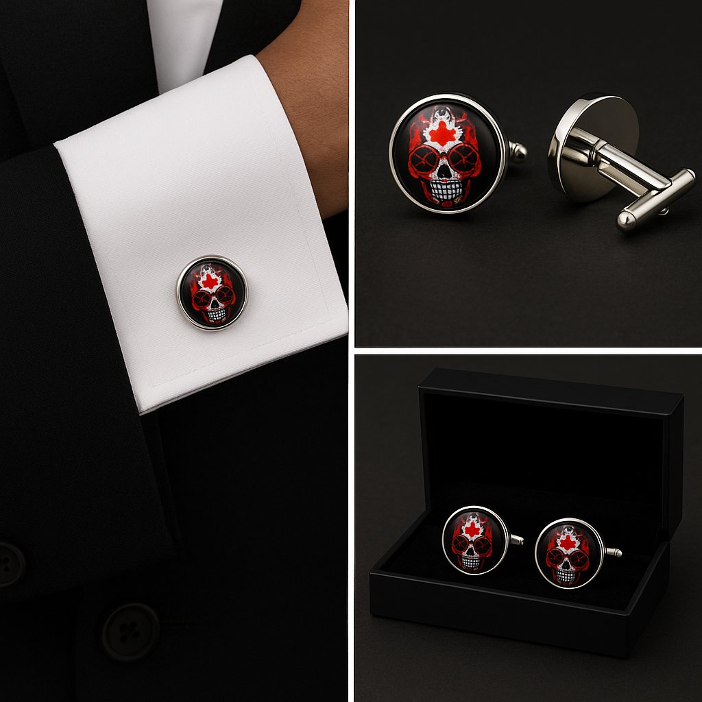 Mexican Skull Canada Flag Cufflinks Mexican Skull Canada Flag Cufflinks
