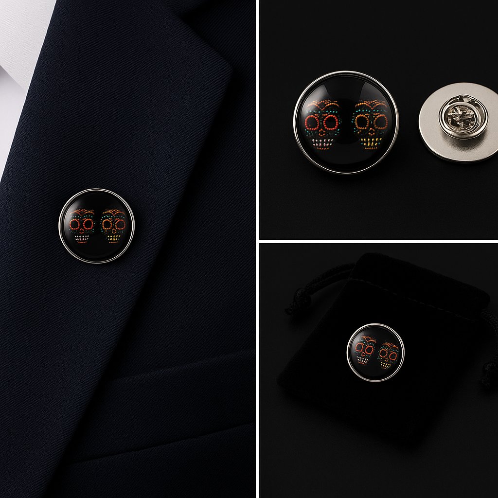 Mexican Skulls Lapel Pin Badge Mexican Skulls Lapel Pin Badge