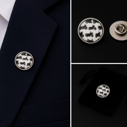 Motorbike Silhouette Lapel Pin Badge