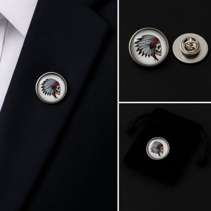 Native American Skull Lapel Pin Badge