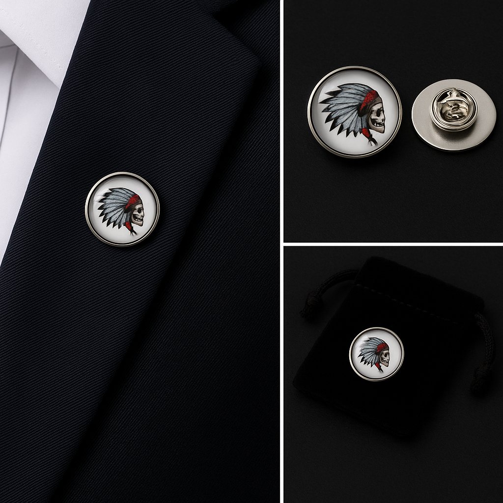 Native American Skull Lapel Pin Badge Native American Skull Lapel Pin Badge