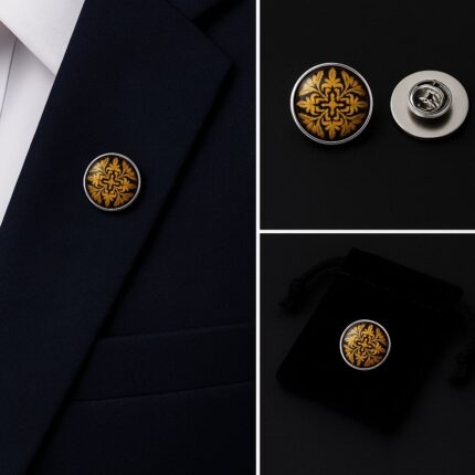 Orange & Black Crest Lapel Pin Badge