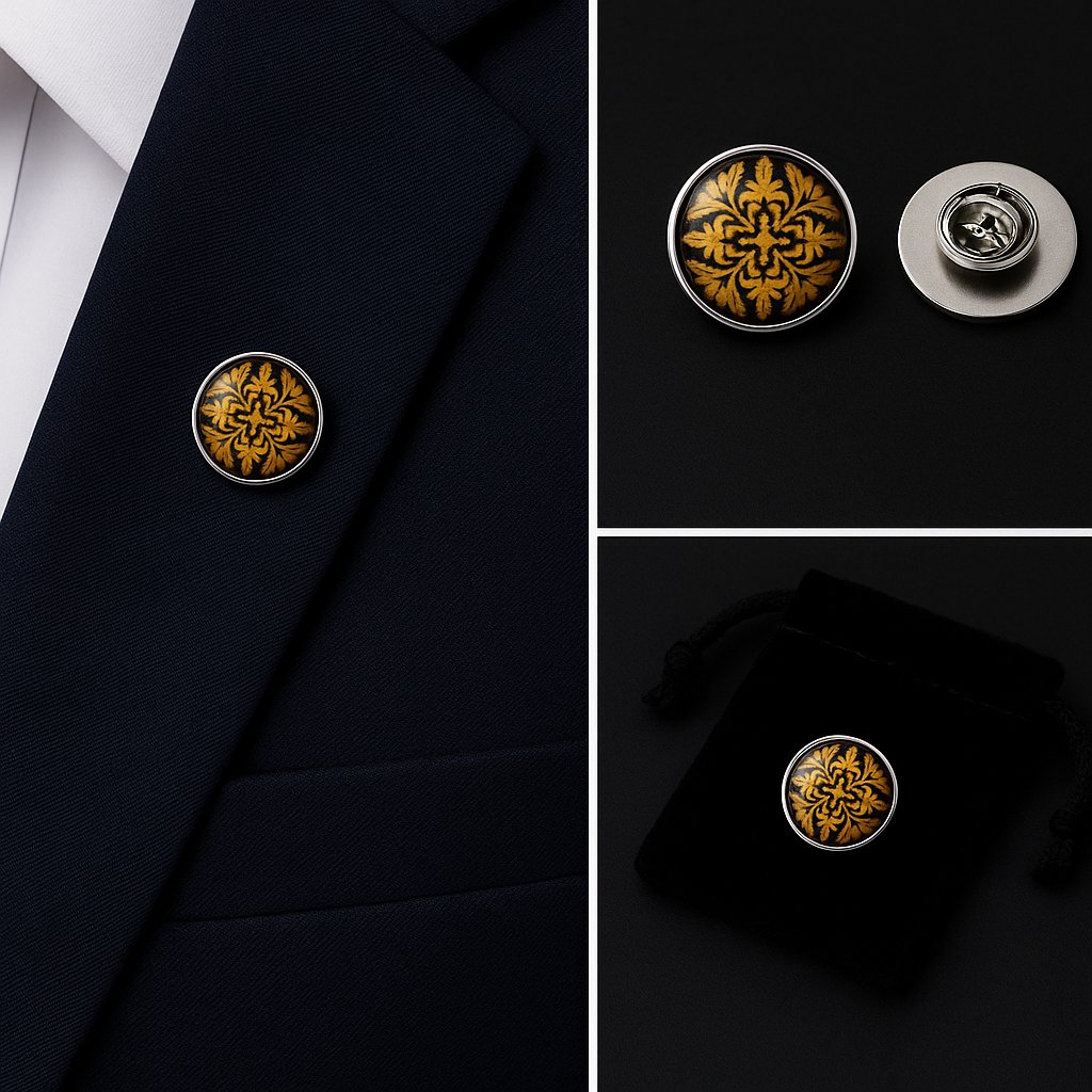 Orange & Black Crest Lapel Pin Badge Orange & Black Crest Lapel Pin Badge