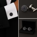Pattern Black Crest Cufflinks