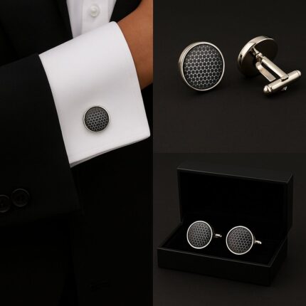 Pattern Black Mesh Cufflinks