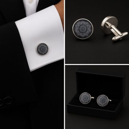 Pattern Black Sun Cufflinks