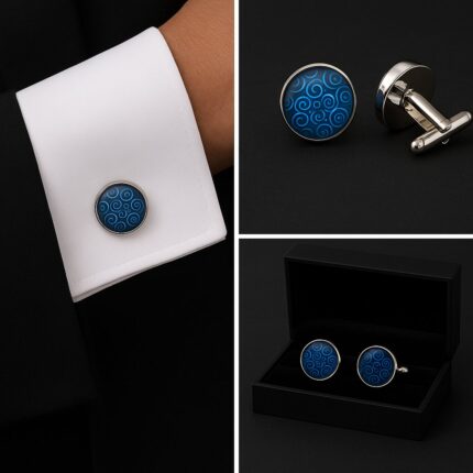 Pattern Blue Swirl Cufflinks