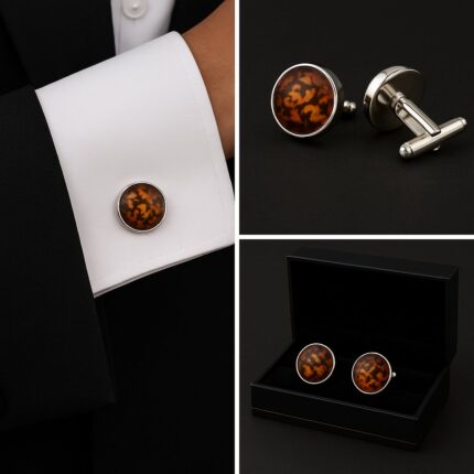 Pattern Camouflage Black & Brown Cufflinks