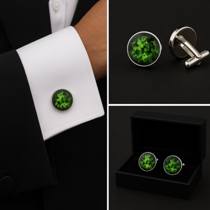 Pattern Camouflage Green & Black Cufflinks