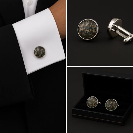 Pattern Camouflage Green & Brown Cufflinks