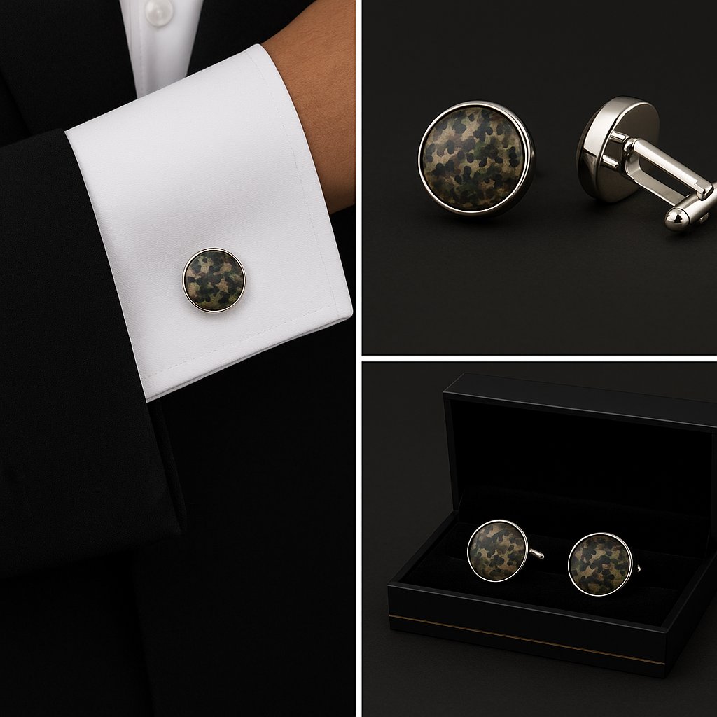 Pattern Camouflage Green & Brown Cufflinks Pattern Camouflage Green & Brown Cufflinks