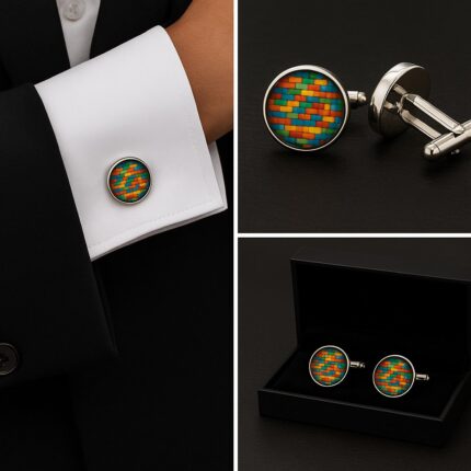 Pattern Colourful Bricks Horizontal Cufflinks