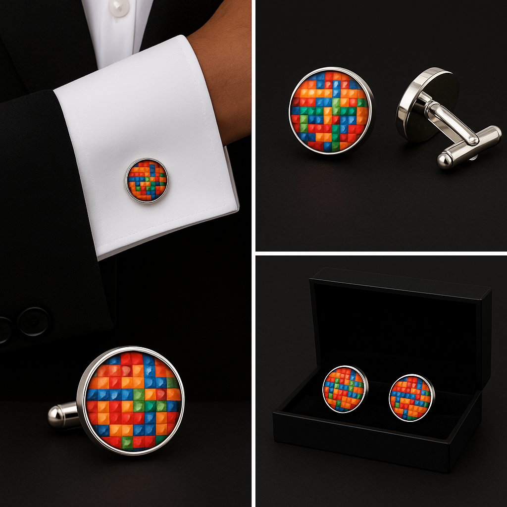 Pattern Colourful Bricks Mix Cufflinks Pattern Colourful Bricks Mix Cufflinks