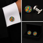 Pattern Colourful Bricks Vertical Cufflinks