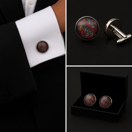 Pattern Colourful Leaves Cufflinks