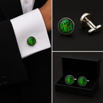 Pattern Comouflage Light Green Cufflinks