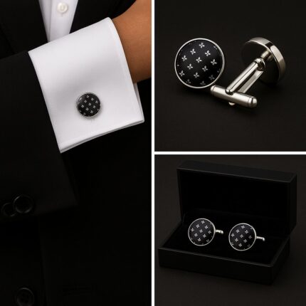 Pattern Dark Crest Cufflinks