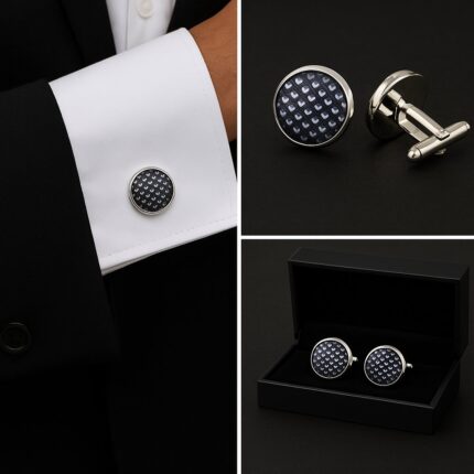 Pattern Grey Heart Cufflinks