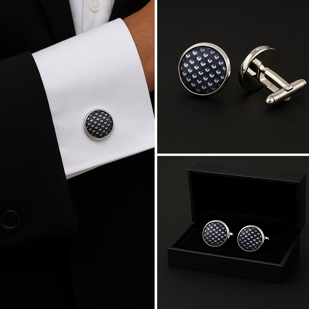 Pattern Grey Heart Cufflinks Pattern Grey Heart Cufflinks