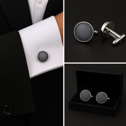 Pattern Grey Mesh Cufflinks