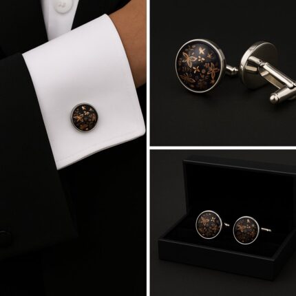 Pattern Orange Butterfly Cufflinks