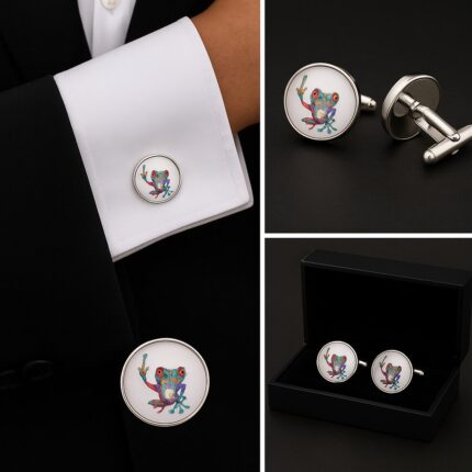 Peace Frog White Cufflinks