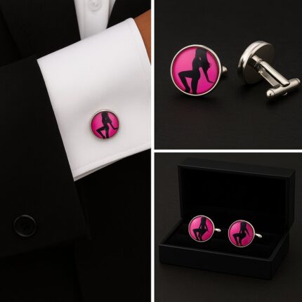 Pink Dancer Silhouette Cufflinks